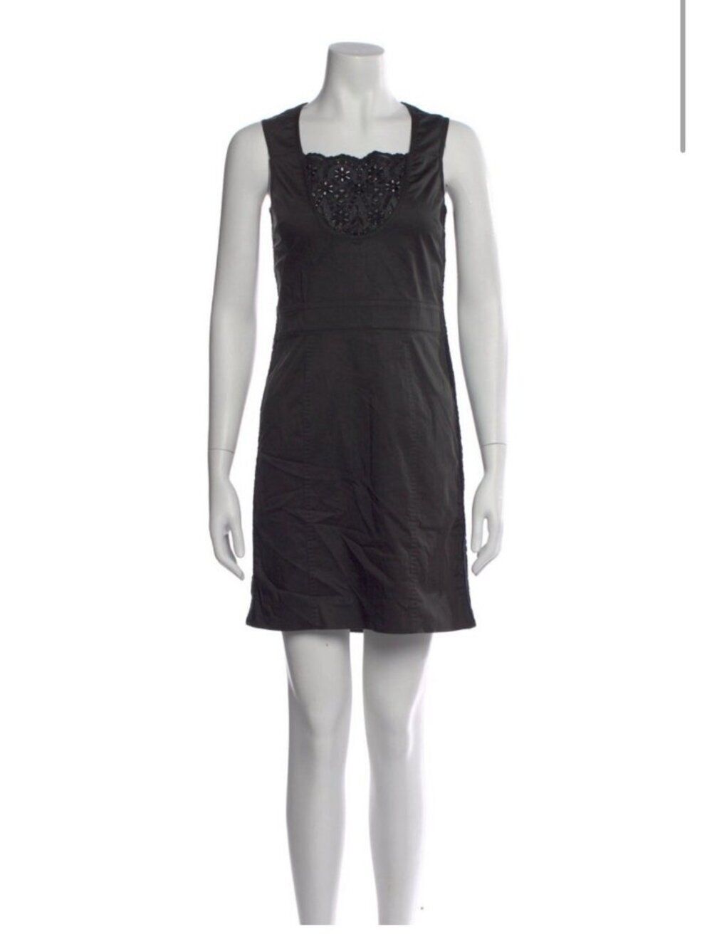 Gucci Authentic Vintage Eyelet Lace Tank Mini Dress Solid Black Small
